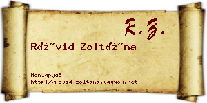 Rövid Zoltána névjegykártya